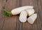 Daikon radish on the wood