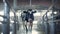 A dairy cow is being milked in cow milking facility. Generative Ai