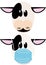 Dairy Cow with and without Face Mask Illustration