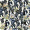 Dairy cow on the field seamless pattern.