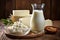 Dairy Delights - A Bountiful Display of Milk Products. AI Generated