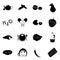 Dairy diet products black simple vector icons set