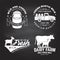 Dairy farm. Only fresh milk badge, logo on the chalkboard. Vector. Typography design with cow , goat silhouette