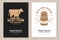 Dairy farm. Only fresh milk badge, logo. Vector Flyer, brochure, banner, poster design with cow, goat, milk can