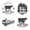 Dairy farm. Only fresh milk badge, logo. Vector. Typography design with cow , goat silhouette. Template for dairy and