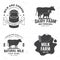 Dairy farm. Only fresh milk badge, logo. Vector. Typography design with cow , goat silhouette. Template for dairy and