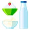 Dairy milk products organic drink bottle healthy yogurt cream nutrition farm calcium breakfast vector illustration.