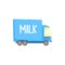 Dairy milk truck with milk logo, delivery and transportation of milk cartoon vector Illustration