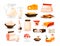 Dairy natural nutrition products set cartoon vector