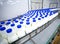 Dairy plant, conveyor with milk bottles