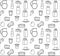 Dairy product seamless pattern. Modern, line, outline style. Milk products background. and Cheese texture. Farm Foods