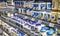 Dairy products in a commercial refrigerator in supermarket