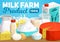 Dairy products and farm milk vector banner