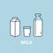 Dairy products icon - milk package, bottle of milk
