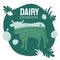 Dairy products illustration with cow silhouette
