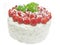 Dairy pudding dessert with wild strawberry berries