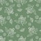 Daisies on a green background seamless. Greenery, leaves, nature herbal flowers decorate vector collection for fabric