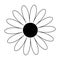 Daisy chamomile shape. Cute flower plant collection. Love card. Camomile line icon Black centre. Growing concept. Flat design. Whi