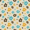 Daisy flower groovy 1970 good vibes seamless vector pattern background. Warm retro abstract wallpaper, trendy 70s decor