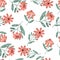 Daisy flower pattern watercolor design with orange pastel color and green leaf