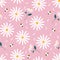 Daisy land seamless pattern with pink background
