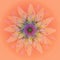 DAISY MANDALA FLOWER. PLAIN ORANGE BACKGROUND.CENTRAL LINEAR DESIGN,PASTEL COLOR PALLET