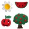 Daisy, watermelon, apple and apple Tree