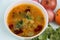 Dal fry or Dal Tadka, Indian food, usually prepared with yellow lentils or pigeon pea lentils, dish tempered with ghee and spices,