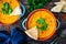 Dal soup - Indian delicious lentil soup on wooden background