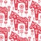 Dala swedish horse seamless vector pattern.