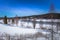 Dalarna - April 01, 2018: Wild frozen landscape of the countryside of Dalarna, Sweden