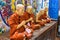 DALAT, VIETNAM - APRIL 15, 2019: Group of statue of monks in pagoda in Dalat Vietnam