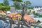 DALAT, VIETNAM - APRIL 15, 2019: Tourists walk through the constructions in the amusement park in Crazy House in Dalat