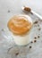 Dalgona Coffee Cream with milk in glass cup