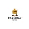 Dalgona coffee korean drink logo with whipped cream and glass icon