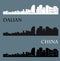 Dalian, China city silhouette