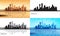 Dallas city skyline silhouettes set