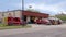 Dallas Fire and Rescue Vehicles outside historic Fire Station No.3 in Deep Ellum, Texas.