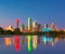 Dallas Skyline Reflection at Dawn, Downtown Dallas, Texas, USA