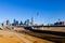 Dallas, Texas skyline with view of Interstate 35 on a bright sunny day