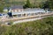 Dalmally train station in Scottish village in Argyll and Bute view from above bridge Scotland