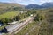 Dalmally train station in Scottish village in Argyll and Bute view from above bridge Scotland