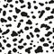 Dalmatian coloration seamless pattern. Black abstract organic blobs on white background. Black dalmatian spots on a