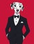 dalmatian dog dressed in a fashionable suit, generative AI