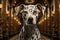 A dalmatian dog is standing in a hallway, AI