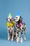 Dalmatian dogs as birthday animals on blue background