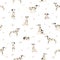 Dalmatian dogs seamless pattern. Different poses, coat colors set