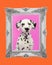 Dalmatian portrait in classic and pink