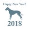 Dalmatian silhouette and inscription happy new year.