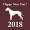 Dalmatian silhouette and inscription happy new year.